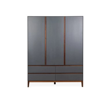 ROPERO CENTRAL DECCO SATINADO FRANCESCA 2 PUERTAS 2 CAJONES NEGRO