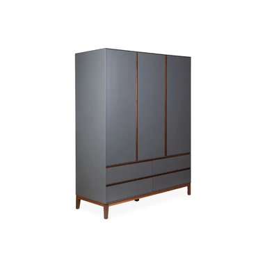 ROPERO CENTRAL DECCO SATINADO FRANCESCA 2 PUERTAS 2 CAJONES NEGRO - 2