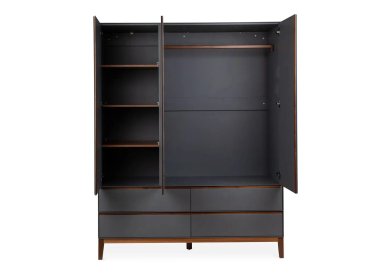 ROPERO CENTRAL DECCO SATINADO FRANCESCA 2 PUERTAS 2 CAJONES NEGRO - 3
