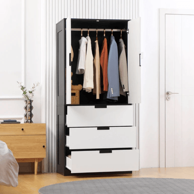 ROPERO CENTRAL DECCO MATE ADOLF 2 PUERTAS 4 CAJONES BLANCO - 4