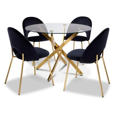 COMEDOR CENTRAL DECCO 4 SILLAS NEGRO BRUSELAS