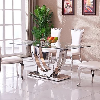 MESA CENTRAL DECCO PLATA 160X100CM PARA 6 SILLAS JOHNSEN - 4