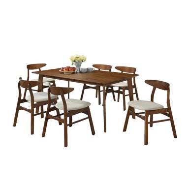 COMEDOR CENTRAL DECCO MATE 6 SILLAS NOGAL KANSAS