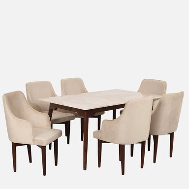 COMEDOR CENTRAL DECCO SATINADO 6 SILLAS BEIGE GAMAL