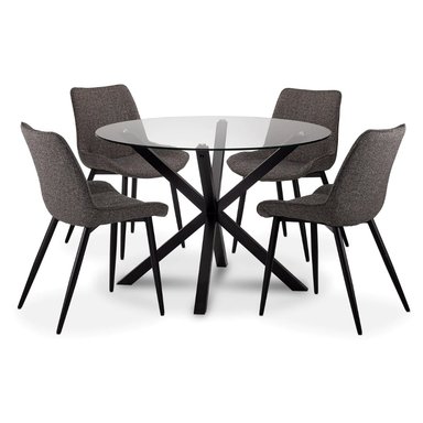COMEDOR CENTRAL DECCO MATE 4 SILLAS GRIS OSCURO DUBLIN