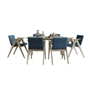COMEDOR CENTRAL DECCO SATINADO 6 SILLAS BEIGE GOTEMBURGO
