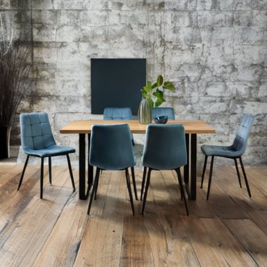 COMEDOR CENTRAL DECCO BRILLANTE 6 SILLAS CELESTE BENJA - 6