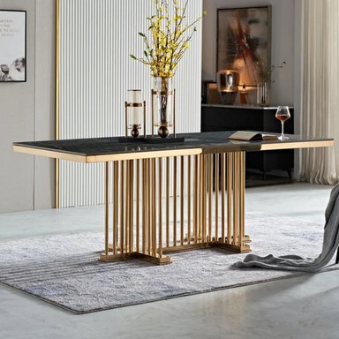 MESA CENTRAL DECCO BRILLANTE ORO 140X200CM PARA 6 SILLAS JENSEN - 5