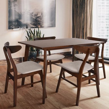 COMEDOR CENTRAL DECCO SATINADO 4 SILLAS BEIGE MONACO - 5