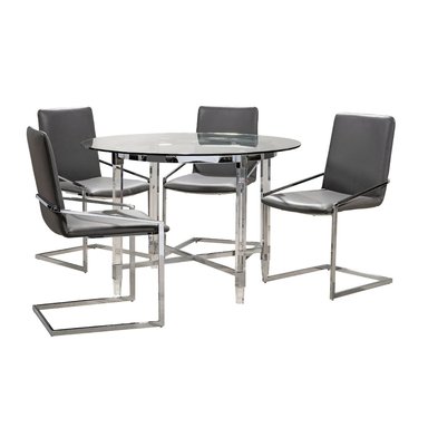 COMEDOR CENTRAL DECCO 4 SILLAS GRIS OSCURO DENVER