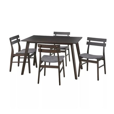 COMEDOR CENTRAL DECCO MATE 4 SILLAS GRIS OSCURO LEEWUEN