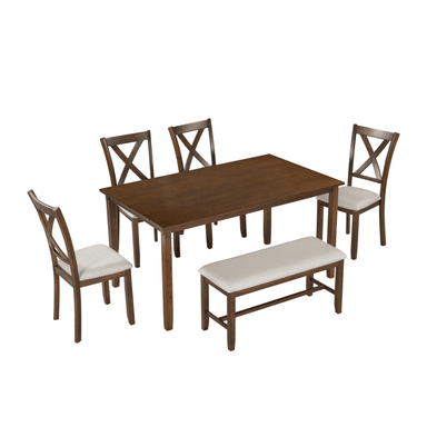 COMEDOR CENTRAL DECCO SATINADO 4 SILLAS NOGAL BANQUETA CAIRO