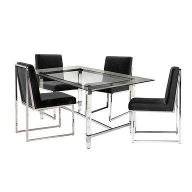 COMEDOR CENTRAL DECCO PULIDO 4 SILLAS PLATA BRISBANE