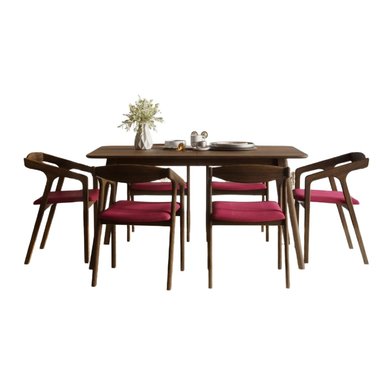 COMEDOR CENTRAL DECCO MATE 6 SILLAS NOGAL VINCE