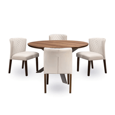 COMEDOR CENTRAL DECCO SATINADO 4 SILLAS BEIGE LYON