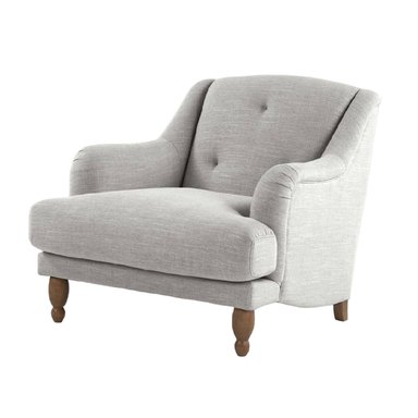 SILLÓN CENTRAL DECCO INGRID BOTONEADO GRIS CLARO