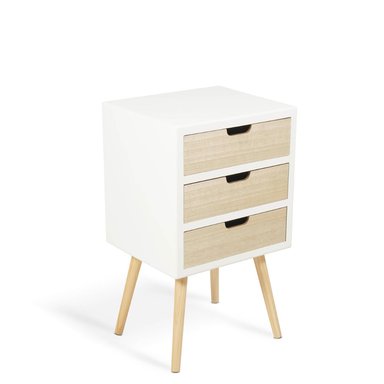 VELADOR CENTRAL DECCO 3 CAJONES ARAGON NÓRDICO BLANCO