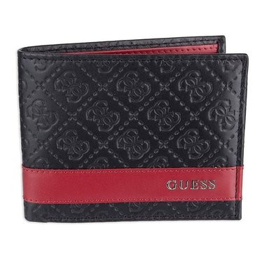 BILLETERA GUESS 2 CUERPOS CUERO GENUINO NEGRO CON RFID