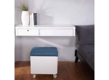 ESCRITORIO FLOTANTE RUTA 81 FLOTANTE 92 CM X 40 CM BLANCO CON ASIENTO ARMADO RIKO