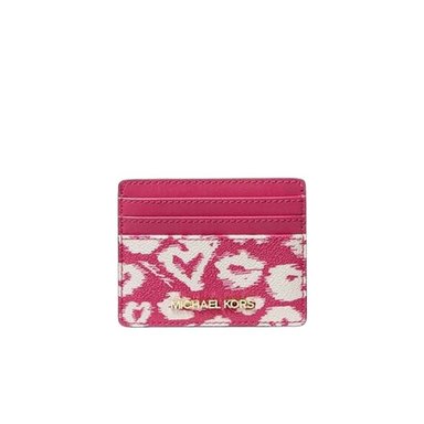 TARJETERO MICHAEL KORS FULTON FUCSIA JET SET GRAPHIC ANIMAL PRINT MUJER