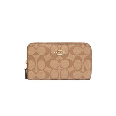 BILLETERA MEDIUM ID ZIP IN SIGNATURE CANVAS COACH PARA MUJER