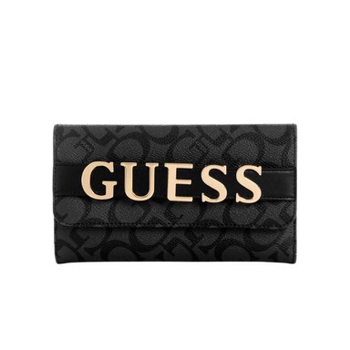 BILLETERA GUESS TENERIFE LOGO NEGRO CLUTCH FOLD OVER MUJER