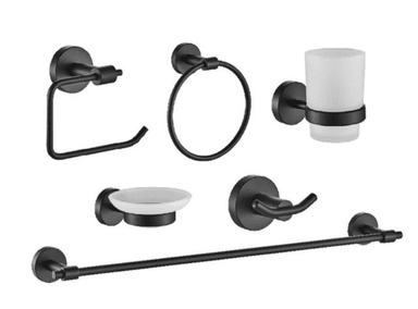 ACCESORIOS BAÑO XM 72201 6 PIEZAS MODERNAS EN NEGRO ACERO INOXIDABLE