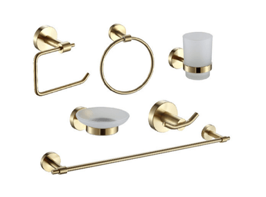 ACCESORIOS BAÑO XM 72207 6 PIEZAS DORADO ACERO INOXIDABLE