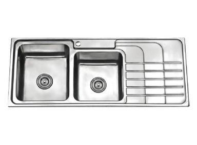 MUEBLE LAVAPLATOS XM FRANCE-12050A-L LAVADERO COCINA 2 POZAS ESCURRIDERO 120 CM X 50 CM ACERO INOXIDABLE