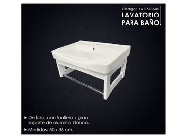 LAVABO XM YAC503600 LOZA VITRIFICADA CON SOPORTE - 2