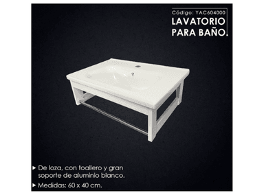 LAVABO XM YAC604000 LOZA VITRIFICADA BLANCO CON SOPORTE - 2
