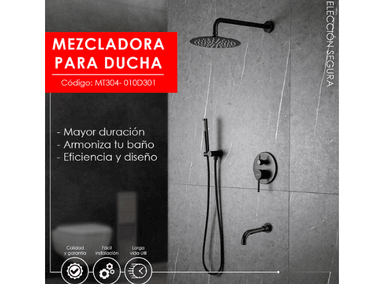 LLAVES MAS MEZCLADORA DE LUJO PARA DUCHA XM MT304- 010D301 ACERO INOXIDABLE NEGRO - 2