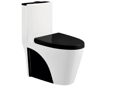 INODORO ONE PIECE XM LOZA VITRIFICADA BLANCO CON NEGRO