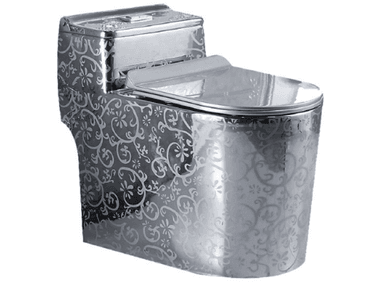 INODORO FLOREADO LOZA VITRIFICADA PLATEADO DE LUJO