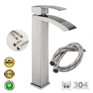 MEZCLADORA PARA BAÑO XM M304-8129A ACERO INOXIDABLE SATINADO