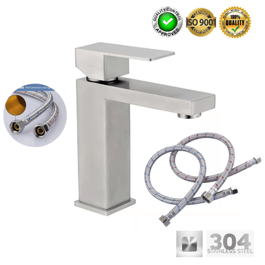 MEZCLADORA BAJA PARA BAÑO XM M304-0707L ACERO INOXIDABLE SATINADO