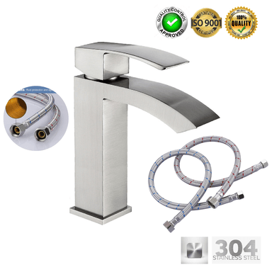MEZCLADORA BAJA PARA BAÑO XM ACERO INOXIDABLE M304-8129 SATINADO