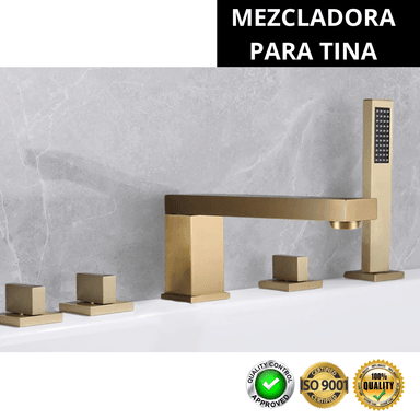 MEZCLADORA DE LUJO MY314807 ACERO INOXIDABLE PARA TINA DORADO