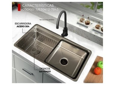 LAVADERO DE COCINA DE LUJO US30402-7843 ACERO INOXIDABLE PLOMO - 2