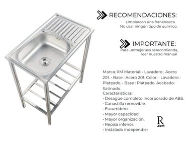LAVADERO MUEBLE DE COCINA CON ESCURRIDERO 75CM X 45CM - 2
