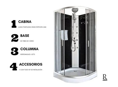 CABINA DE DUCHA MODERNA + COLUMNA HIDROMASAJE + BASE
