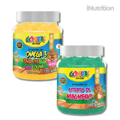 PACK 2 GOMITAS CITRATO DE MAGNESIO NIÑOS + OMEGA 3 NIÑOS 260 UND