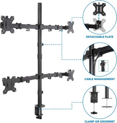 RACK SOPORTE ESCRITORIO CON BASE PARA 4 MONITORES 13' A 32' - 2