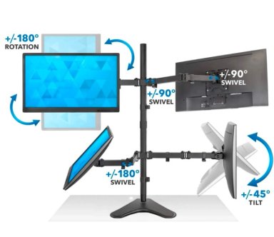 RACK SOPORTE ESCRITORIO CON BASE PARA 4 MONITORES 13' A 32' - 3