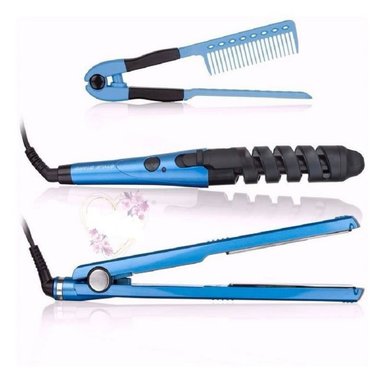 COMBO PLANCHA DE CABELLO UM RIZADOR PEINE