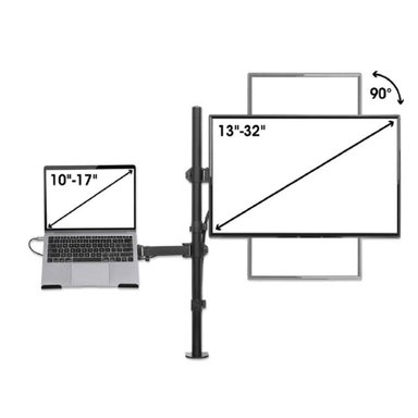SOPORTE 2 EN 1 PARA MONITOR Y LAPTOP 13-32' Y LAPTOP DE 10 A 17' CON BRAZO ARTICULADO ERGONÓMICO - 3