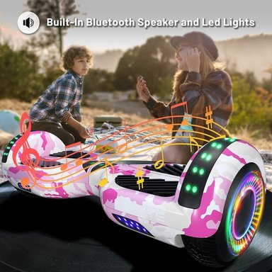 SCOOTER ELÉCTRICO LED Y MÚSICA SMART BALANCE HOVERBOARD SIMATE ROSADO - 2