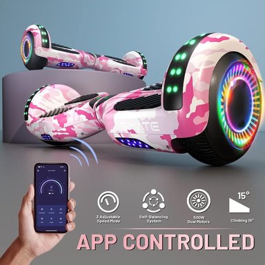 SCOOTER ELÉCTRICO LED Y MÚSICA SMART BALANCE HOVERBOARD SIMATE ROSADO - 4