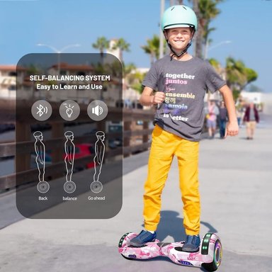 SCOOTER ELÉCTRICO LED Y MÚSICA SMART BALANCE HOVERBOARD SIMATE ROSADO - 5