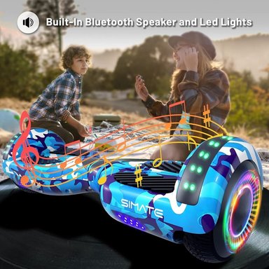 SCOOTER ELÉCTRICO LED Y MÚSICA SMART BALANCE HOVERBOARD SIMATE CELESTE - 2
